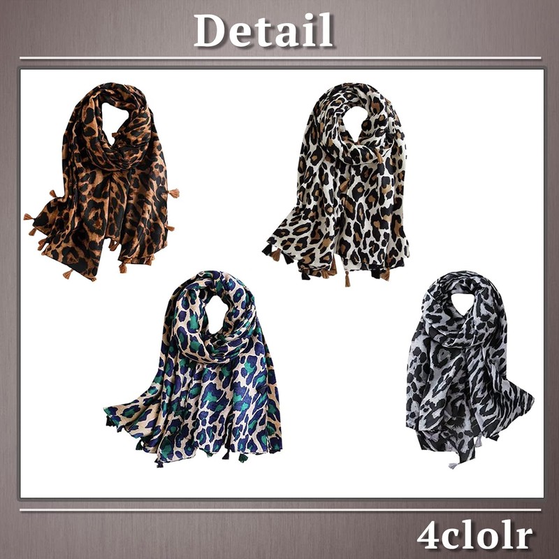 ONE LIMITATION SF002 Women's Scarf, Large, Leopard Print, Animal Casual,