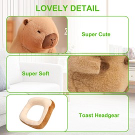 FOGARI Plush Animals Water Pigs Cute Toys with Bread Plush Animals Kawaii Plush Cushion Toy Water Pig Plush Throw Pillow Gift for Children Girls 12+ Years (Bread, 30 cm)