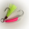 Pompano Jigs, Ringed Pink/White with Chartreuse Teasers 6-Pack (3/8 Oz)