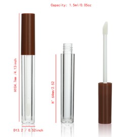 COSIDEA 50pcs Empty Round 1.5ml slim Brown lip gloss tubes with wand mini lipgloss tube containers wholesale