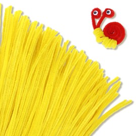Giwrmu 100 Pieces Pipe Cleaners Chenille Stem, Yellow Pipe Cleaners Craft, Fuzzy Sticks Craft Supplies, Colored Pipe Cleaner for Creative Handmade DIY Art Craft Project