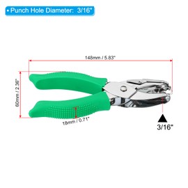 PATIKIL 6mm Single Hole Punch Hand Held Punch with Soft Grip Triangle Metal Paper Puncher for DIY Craft Scraps Book Certificates Green