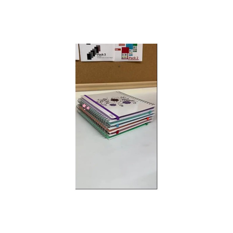 Cuaderno Profesional Floral 100h Pasta Dura 3 Pzas