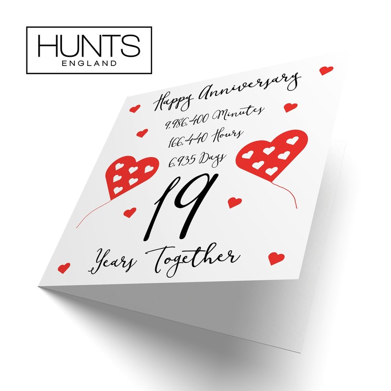 Hunts England - 19th Wedding Anniversary Card - 19 Years