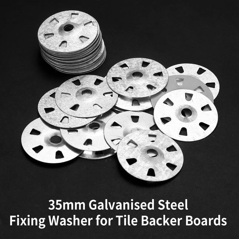 100 Pcs Easy Fix Washers, 35mm Diameter Galvanised Steel Fixing