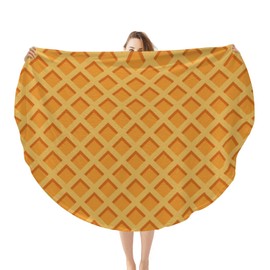 Qucarder Waffle Blanket for Adults and Kids Funny Soft Giant Realistic Food Blankets Novelty Tortilla Round Flannel Blankets for Bed Couch Office Travel 71 Inch