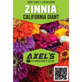 Axel's Garden Seeds California Giant Zinnia Flower Seeds | Non-GMO | Fresh Annual Flower Seeds - 50 Seeds