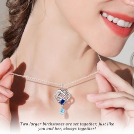 ETERMBOL Birthstone necklace For women 925 sterling silver sapphire necklace pendant September Birthstones birthday gifts for her women jewlery