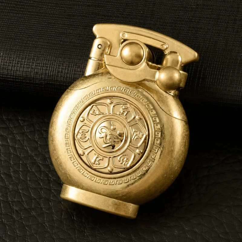 Brass Rocker-Arm Refillable Liquid-Fuel Lighter – Mechanical One-Hand Pocket Lighter