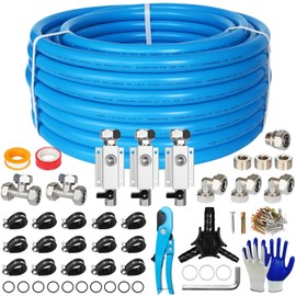 MILADO 3/4"×110FT Compressed Air Line Kit, HDPE-Aluminum Compressed Air Piping System for Garage/Shop, Air Compressor Install Kit Leak Proof & Easy to Install, Rapid Air System
