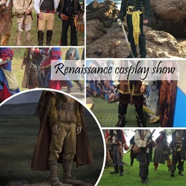 Men's Pirate Renaissance Pants with Ankle Banding - Medieval Viking Navigator Costume Cosplay - Drawstrings, Brown, X-Large