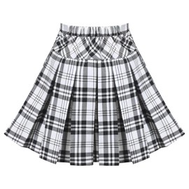 Sunny Fashion Girls Dress V Neck Pleated Hem School Uniform Size 110-158, black / white