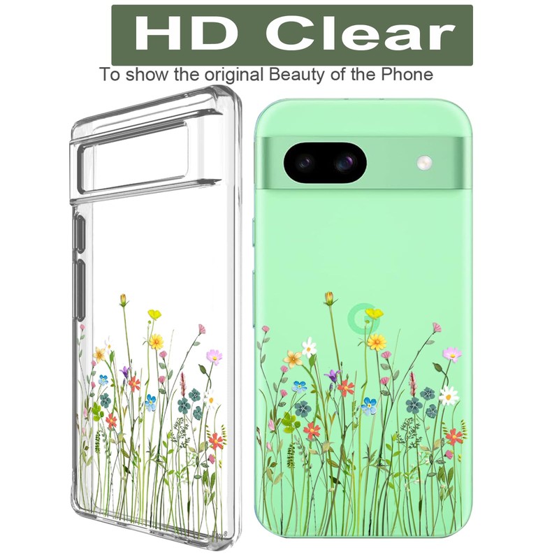 Unov Compatible with Pixel 8a Case Clear with Design Soft