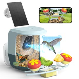 Smart Bird Feeder with Camera Solar Powered - 2K HD Live Video Camera AI Identify Birds, Visible Window Auto Capture& Motion Detection -Instant Arrival Alerts, Birds Lover Gifts