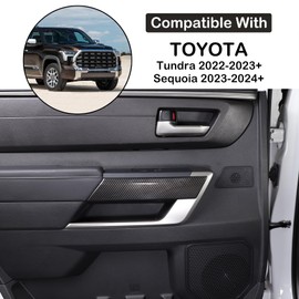 Aunginsy Car Inner Door Panel Strip Trim Cover Compatible with Toyota Tundra 2022 /Sequoia 2023 Car Front Rear Door Handle Panel Protection Cover Decoration Sticker Molding Accessories(with a Hole)