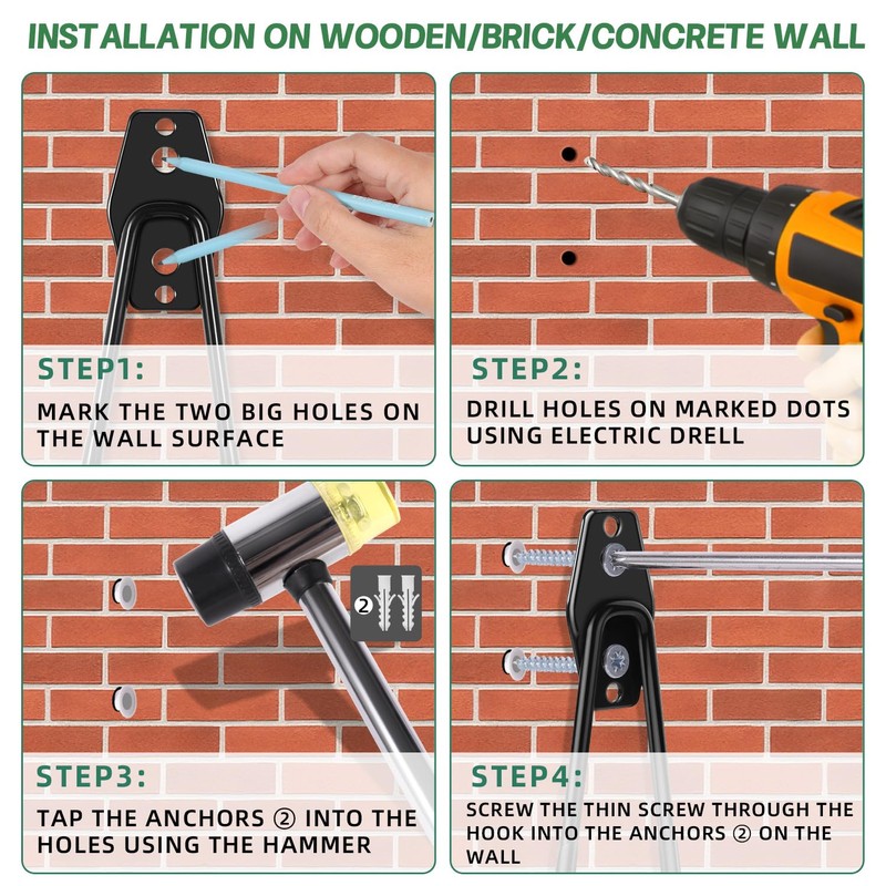 4-Piece Garage Hooks Wall Mount Storage Hanger with 4 Extension