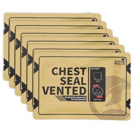 RHINO RESCUE Vent Chest Seal, Emergency Trauma Dressing, First Aid Kit Sterile, 6 Pack