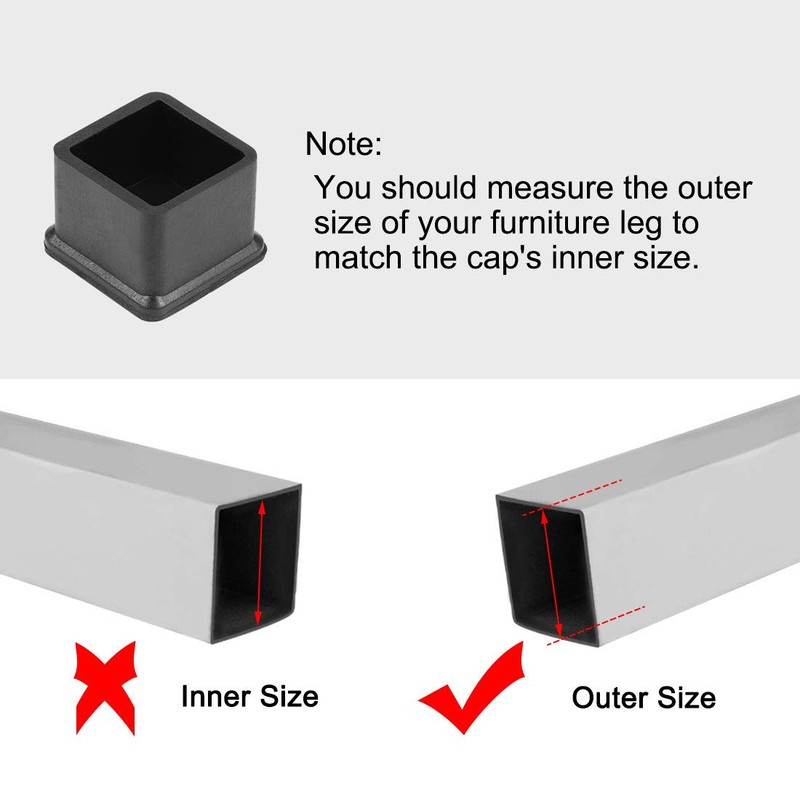 sourcing map Rubber Furniture Caps 25mm x 25mm Square Shaped