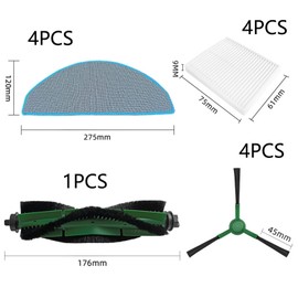 Waremax Accessory Replacement Compatible with iRobot Roomba Combo Essential Vacuum and Mop Robot (Y0112), 1 Main Brush, 4 Wipes, 4 Filters Hepa, 4 Side Brushes