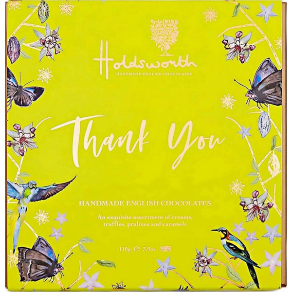 Holdsworth Chocolates Occasions Collection - Thank You Gift Box Filled with Handmade Truffles and Assorted Milk, Dark and White Chocolates Perfect for gifting 110g