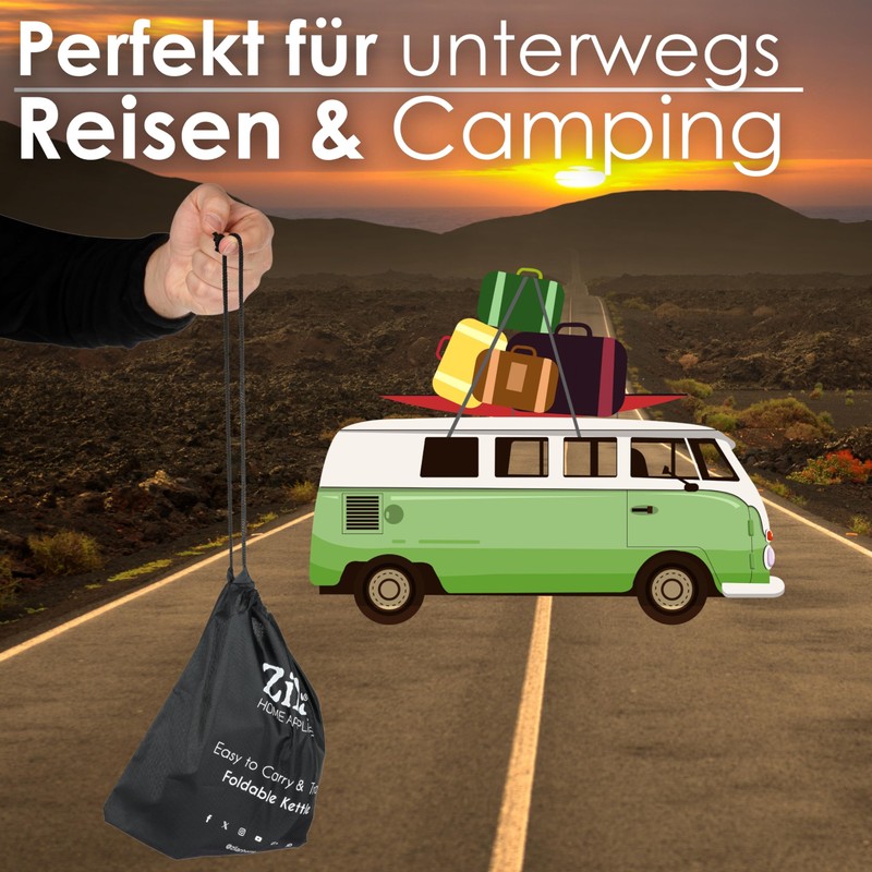 Travel Kettle Small 0.5 Litre Kettle Foldable Mini Kettle Portable