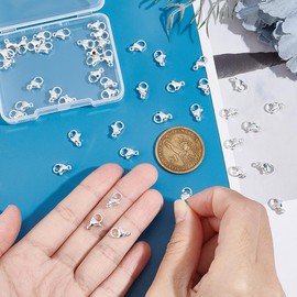 UNICRAFTALE Pack of 50 Stainless Steel Lobster Claw Clasps, Silver Necklace Clasps, Hook End Chain Clasps, Jewellery Accessories, Connector for DIY Necklaces Making