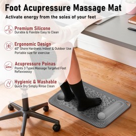 Vynusio Foot Massage Mat & Foot Massage Balls, Spike Acupressure Reflexology Mat for Feet Pressure Point Stimulation, Silicone Massager Board Plantar Fasciitis Pain Stress Relief for Office Home Grey