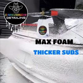 Mas Chingon Car Wash Snow Foam Cannon Sprayer for Pressure Washer (Wide Mouth Max Release) Car Wash, Home Wash & Boat Wash Foam Cannon That Connects to Your Pressure Washer 34 oz Bottle