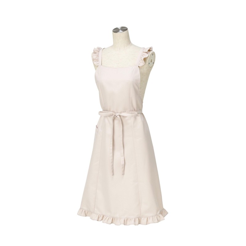 Francfranc French Mini Ruffle Full Apron, Beige