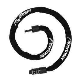 Sportneer Bicycle Chain Lock, Bicycle Key, Dial Type, Bicycle Lock, Free Password, No Keys Required, Black, Chain, Dial Lock, Anti-Theft, Japanese Instruction Manual Included (4 Digit Dial Type)