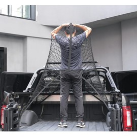 Highly Elastic Cargo Net, Simple Truck Bed Cargo Mesh Organizer, Suitable for Daily Light Loads of Trucks, 4'x4' Stretches to 7'x7' (Double Layer)