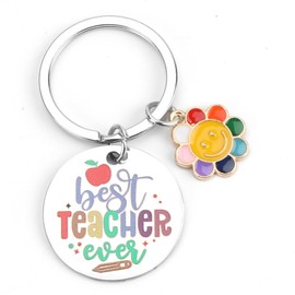 Stainless Steel Flower Keychain, Colorful Floral Keyring for Car Keys, Gift for Women, Teachers and Friends, Ideal as Birthday, Christmas or Unique Gifts for Her, Keyrings for Women