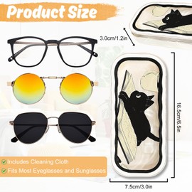 Leseogye Black Cat Glasses Case, Hard Kids Glasses Case, Kids Sunglasses Case with Cat Print (B)