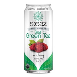Steaz Organic Zero Calorie Iced Green Tea, Raspberry, 16 FL OZ (Pack of 12)