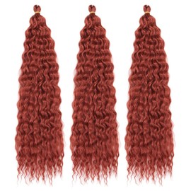 Dsoar 22 Inch 3 Packs Deep Twist Crochet Hair Ocean Wave Curly Bohemian Crochet Braids Deep Wave Hair Bundles Synthetic Hair Extensions for Women Girls
