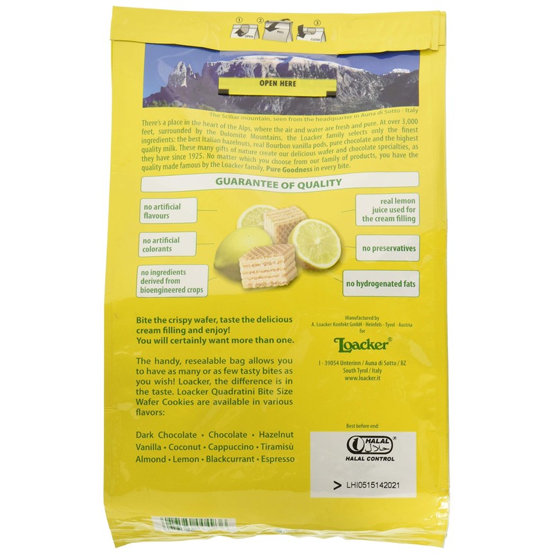 Loacker Wafer Quadratini Lemon 250g