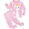 EULLA Girls Pyjamas Long Sleeves Kids Cat Cotton Pjs Kitty