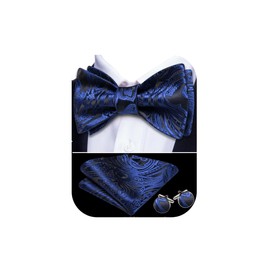 YOHOWA Mens Self Tied Bow Tie Floral Paisley Striped Pocket Square Cufflinks Set Formal Wedding Party Tuxedo Party