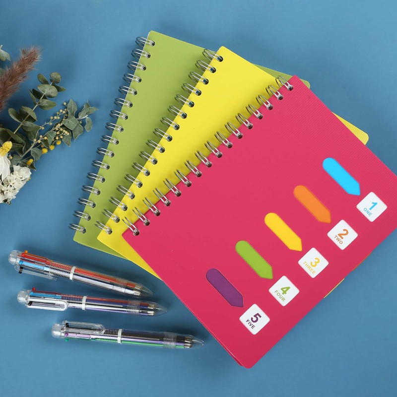 Kesote A5 Cuaderno con Pestañas Divisorias y Bolígrafo de 6