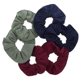 Large Solid Scrunchie - Set of 6-Navy Olive Burgundy