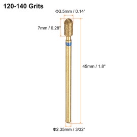 sourcing map 8pcs 120-140 Grits Diamond Grinding Bit 3.5mm Cylindrical Ball Head 2.35mm Shank 7mm Length Titanium Plated Stone Sanding Drill Bits Rotary Tool for Nails Grinding Polishing