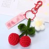 Luhaomisky 1 Pcs Red Cherry Keychain Handmade Weaving Cute Flower