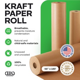 Brown Paper Roll 48" x 1800" (150 feet), Pack of 4 - Brown Wrapping Paper 50lb Thickness - Craft Paper for Packing, Moving, Shipping, Crafts/Arts - 100% Recycled Wrapping Paper by IDL Packaging