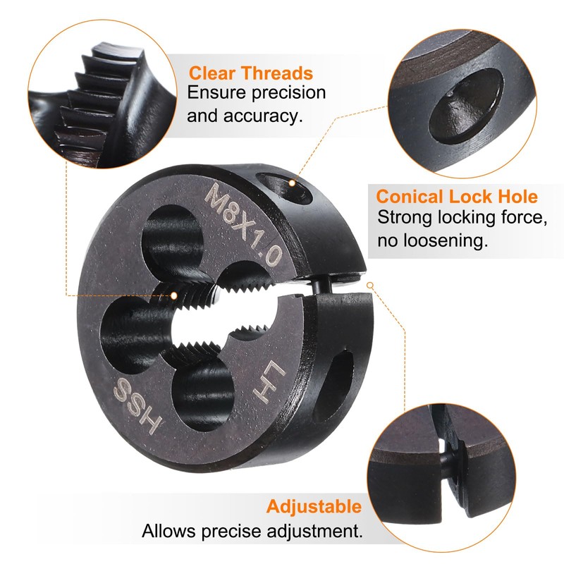 sourcing map Round Threading Die M8 x 1 Metric Thread