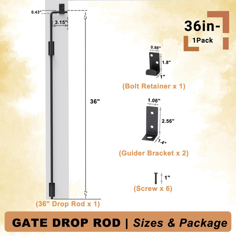 Auxdee 36 inch Gate Drop Rod, Cane Bolt for Wooden