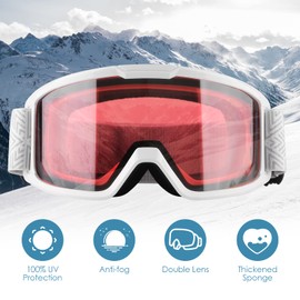 HuoBi Ski Goggles,Snow Sports Goggles Outdoor Ski Goggles,Windproof and Anti-Fog Snowboard Goggles 100% UV Protection,for Bikes Motorbikes Skiing etc,for Men Women Teenagers