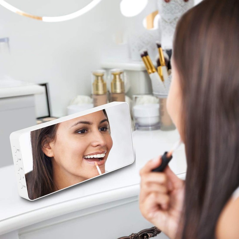 Digital Alarm Clock Large Mirrored LED Clock Snooze Function Dimming