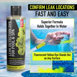 Pool Leak Detection Dye Kit - with 2 Precision Applicators - Made in USA - Superior Long Lasting UV Pool Dye Easily Locates Leaks - for All Pool, Spa, & Hot Tub Types - 8 OZ Fluorescent Yellow