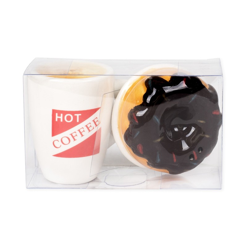 DII Hot Coffee and Donut Ceramic Salt and Pepper Shakers,