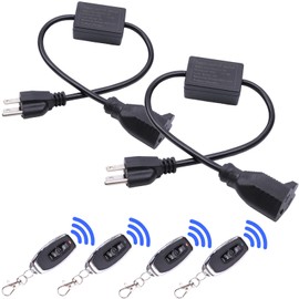 Extension Cord with Switch,Remote Control Extension Cable Waterproof Switch 1.65FT/0.5m,1250W Power Cable,3 core for Work, Dual Remote Control(10A-2pieces)